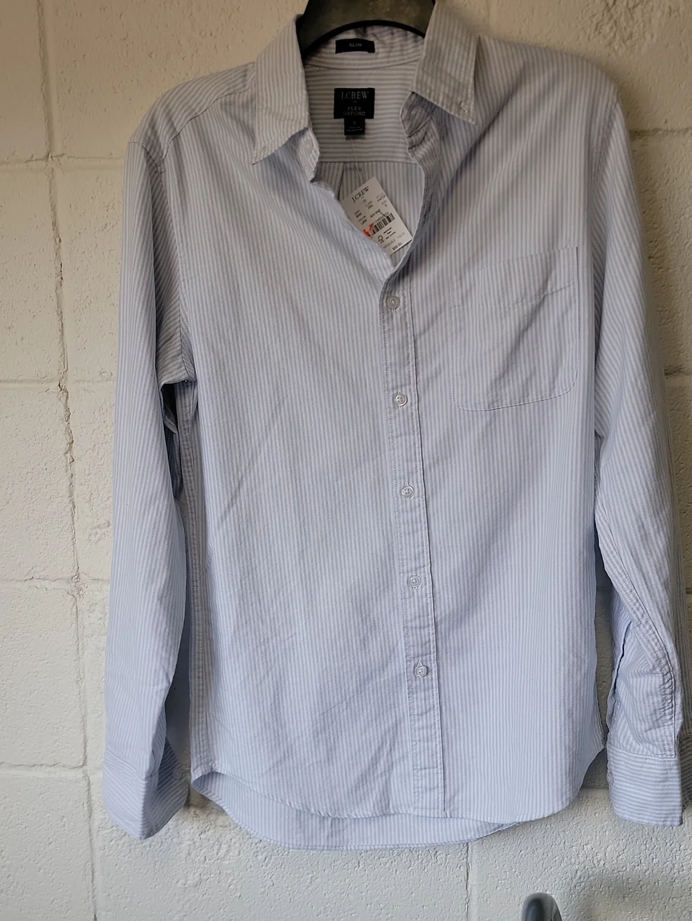 J. Crew Men's Light Blue Pinstripe Dress Shirt